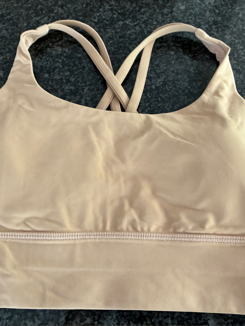 lululemon athletica beige nude sports bra with crisscross straps